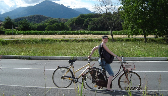 Sophie McGovern biking around with WWOOF